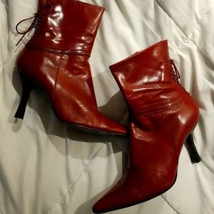 Red Leather Heel Boots by Nine West size 7.5